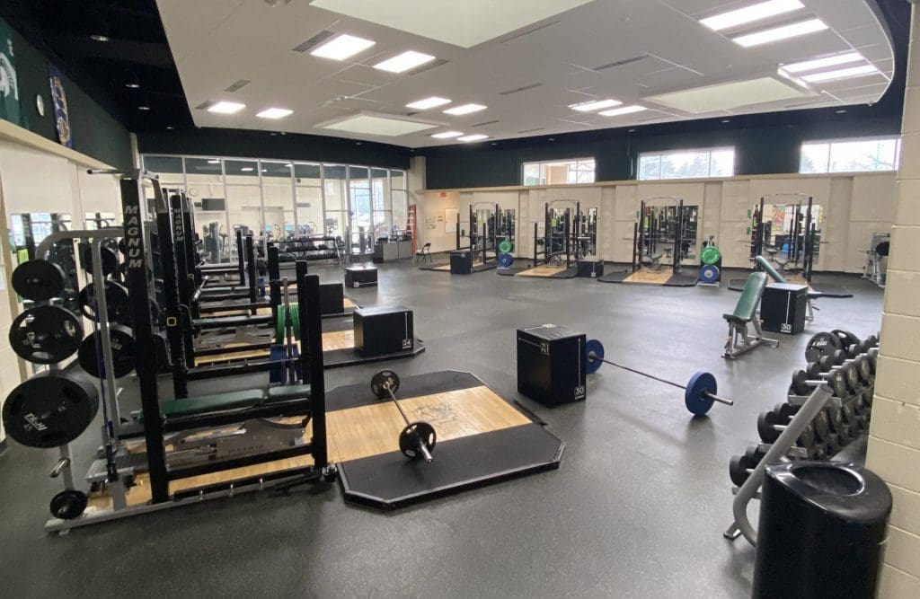 Wayland Union High School weight room.