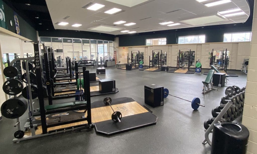 Wayland Union High School weight room.