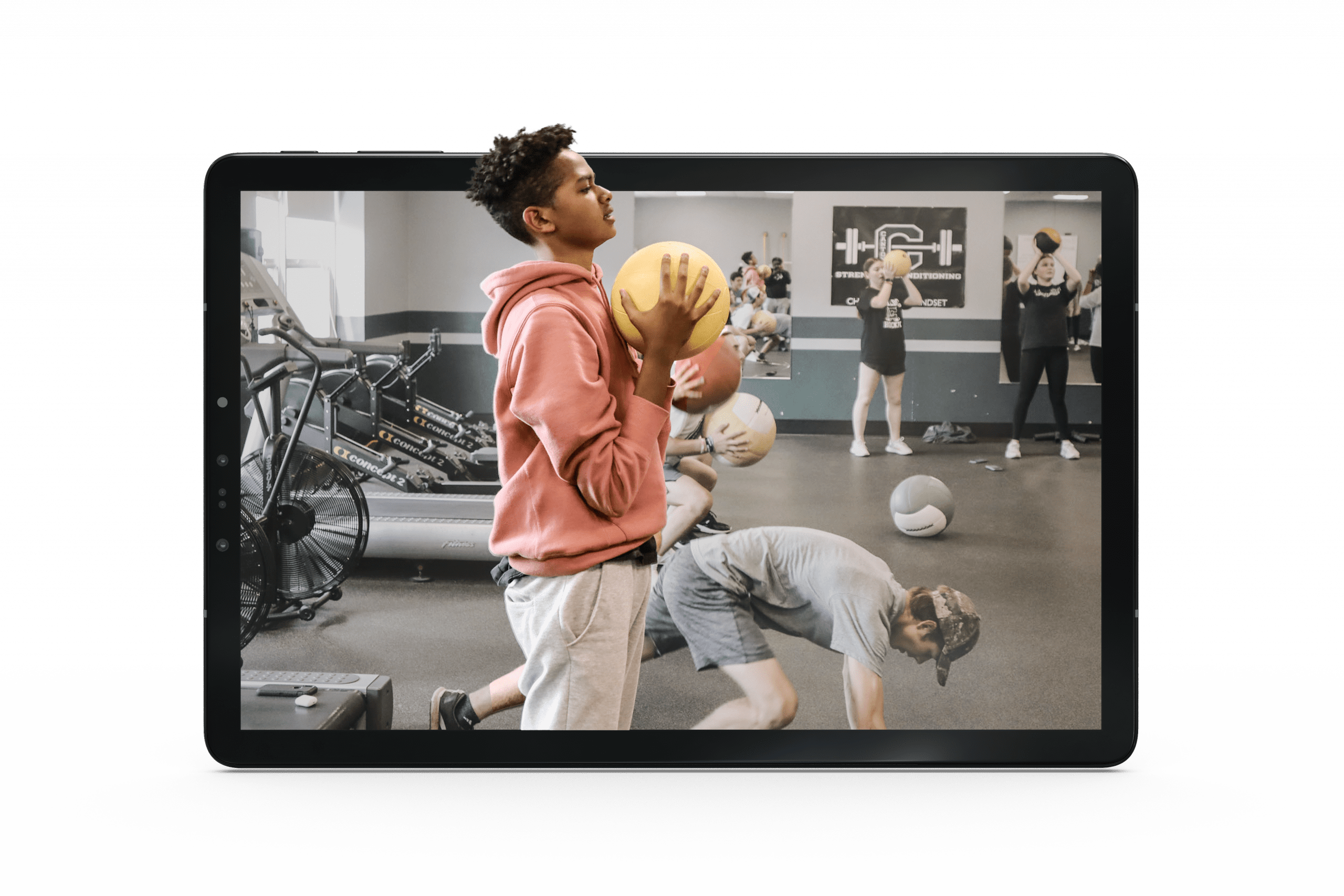 Student working out displayed on a tablet.