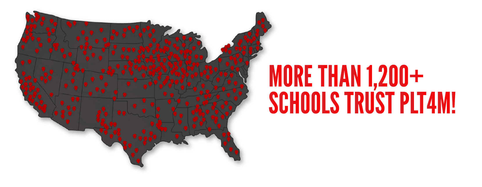 More than 1,200 schools use PLT4M with PLT4M customer map.