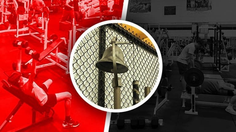 Picture of the bell inside the Sycamore High School weight room.