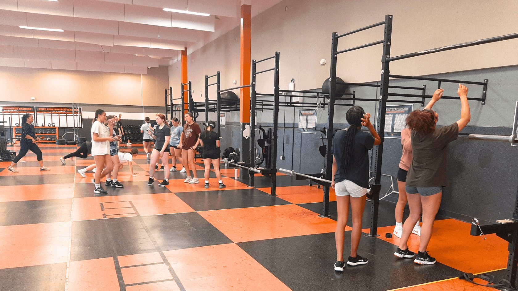 Students work out in the Waynesville High School weight room.