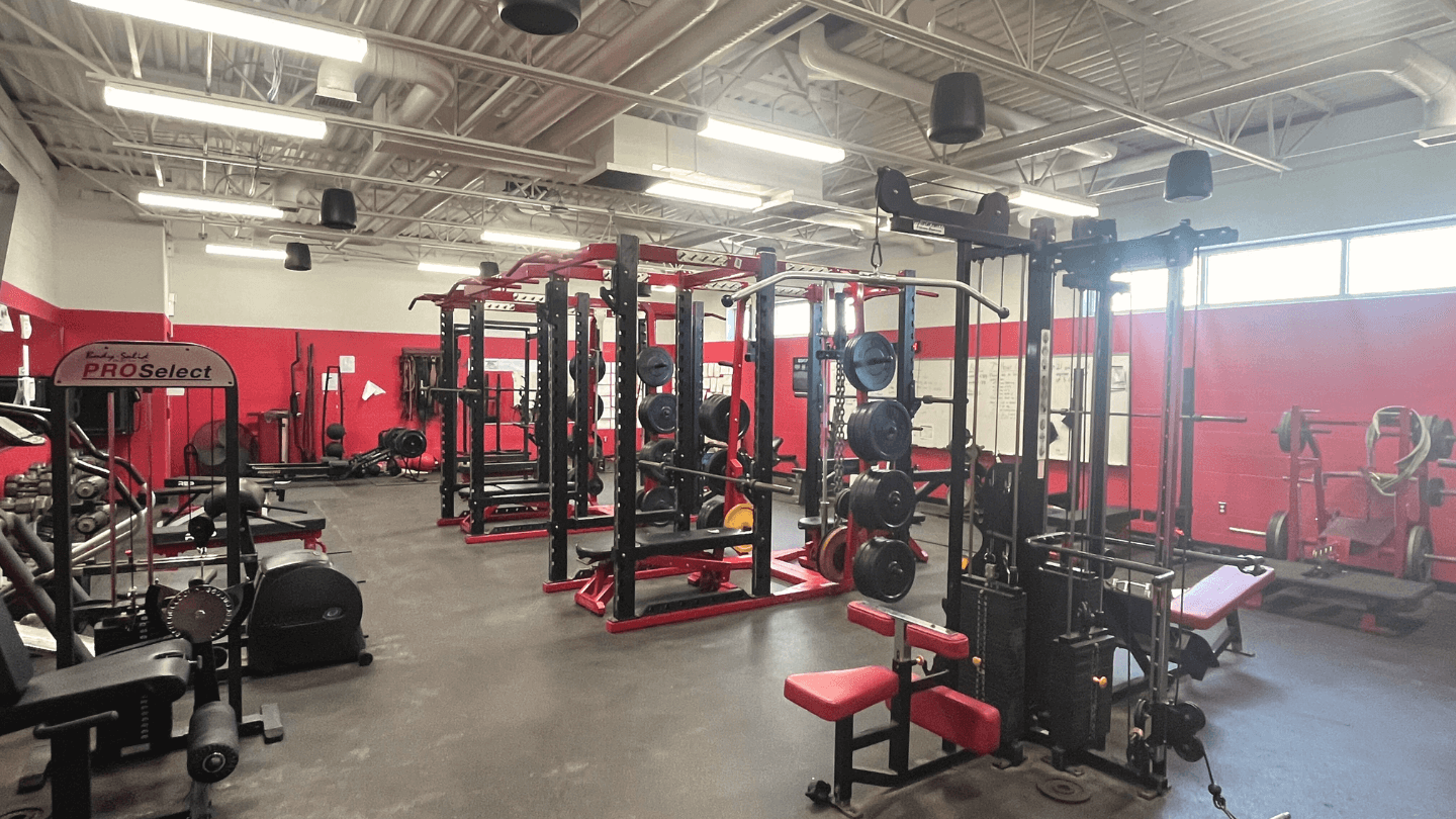 St. Louis High School weight room.
