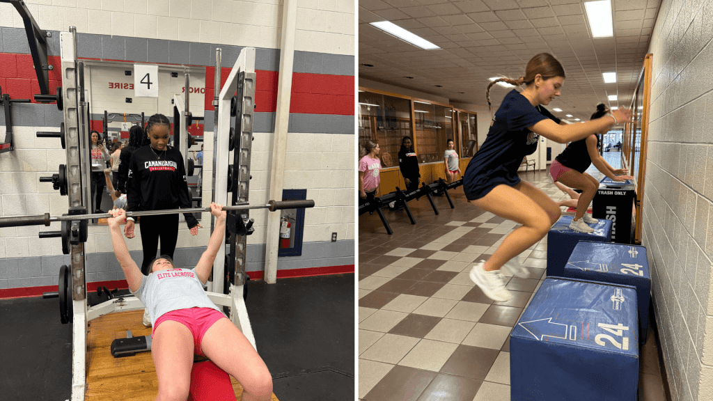 Female student-athletes working out at Canandaigua Academy.
