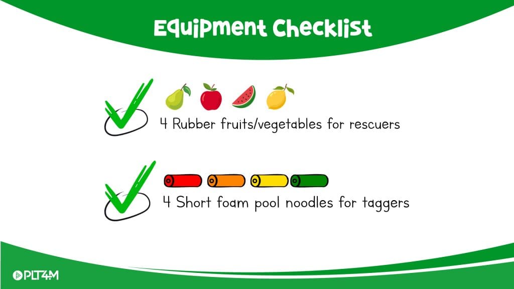 Equipment checklist for couch potato tag game.