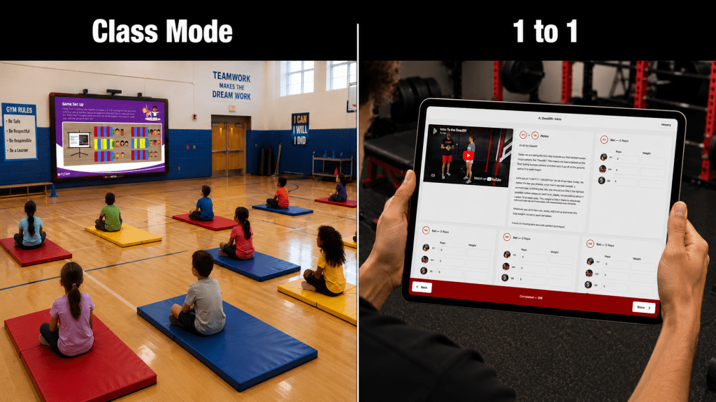Classmode and 1 to 1 options of PLT4M displayed side by side