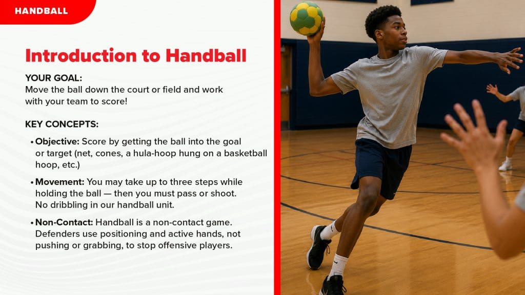 team handball rules for pe graphic